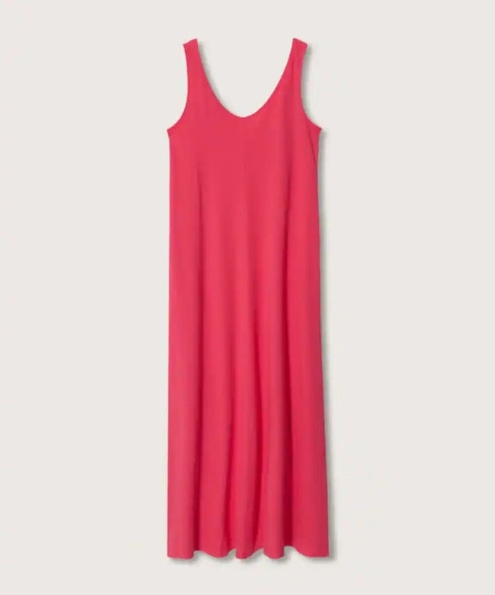 MNG by Mango Womens Sleeveless Maxi Dress XXL Pink Scoop Neck Cotton Beachy